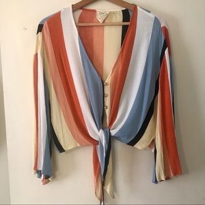 New! Style Rack Multicolor Stripe Tie Shirt, Size L